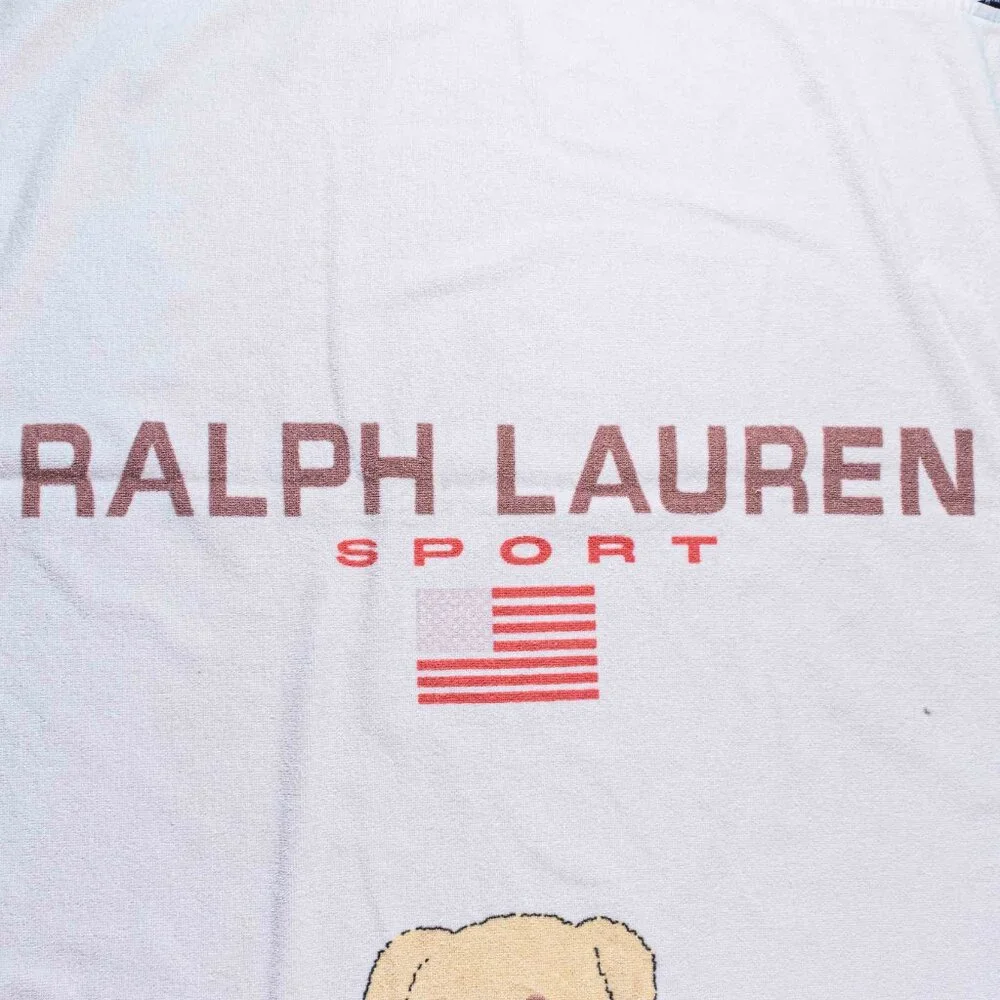 VTG 90s Polo Sport Ralph Lauren Football Bear Beach Towel Faded Sunwashed 62x33